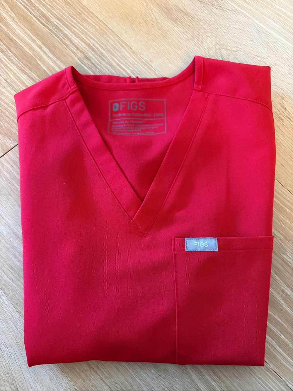 FIGS Vibrant Red V-Neck Scrub Top